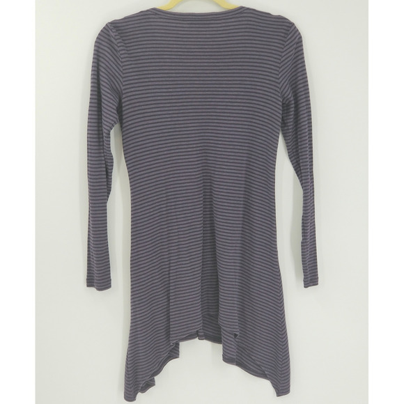 Cabi V-Neck Long Sleeve Shark Bite Hem Pullover Striped Tunic Top Size S Purple - Picture 4 of 8